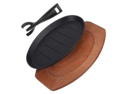 Juego de 1 plancha de hierro fundido para filetes, versátil y antiadherente, ideal para barbacoas caseras y comidas familiares.