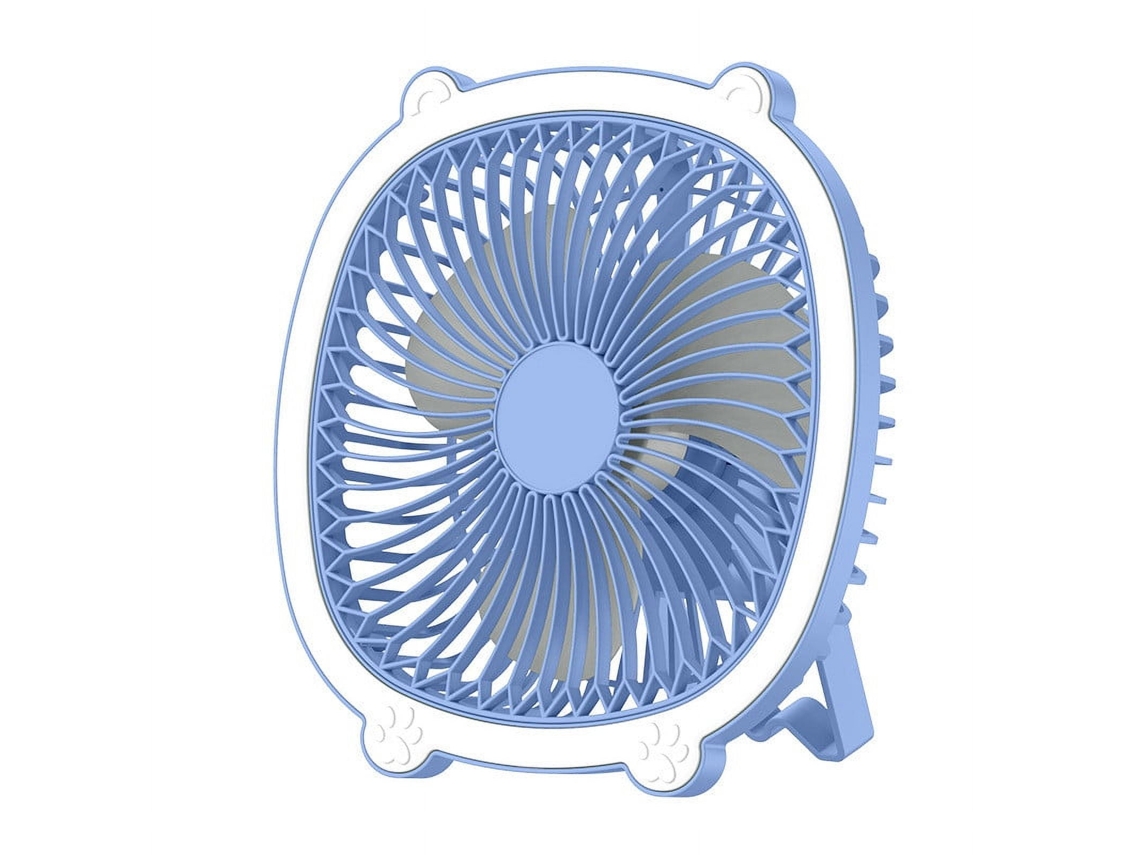 Mini Ventilador De Escritorio Recargable Usb Con Luz Nocturna (azul) Gertiz
