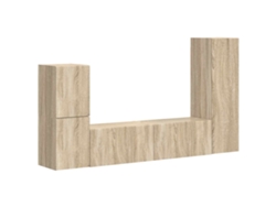 Conjunto de 4 piezas de soporte para TV de pared, roble, Sonoma, MAISON EXCLUSIVE