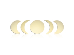 Espejo decorativo de pared Fases de la Luna Acrílico Dorado 5 Piezas Adhesivo