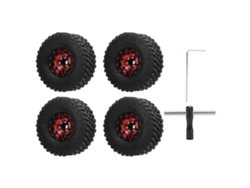 4 Neumáticos Para Coche Rc Con Llanta De Aluminio, Goma Con Desplazamiento Negativo, Para Crawler 1/18 1/24, Rojo.