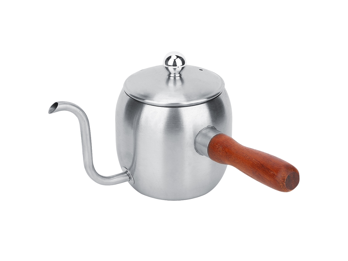 Cafetera doméstica de acero inoxidable, pico largo, 500 ml, color acero
