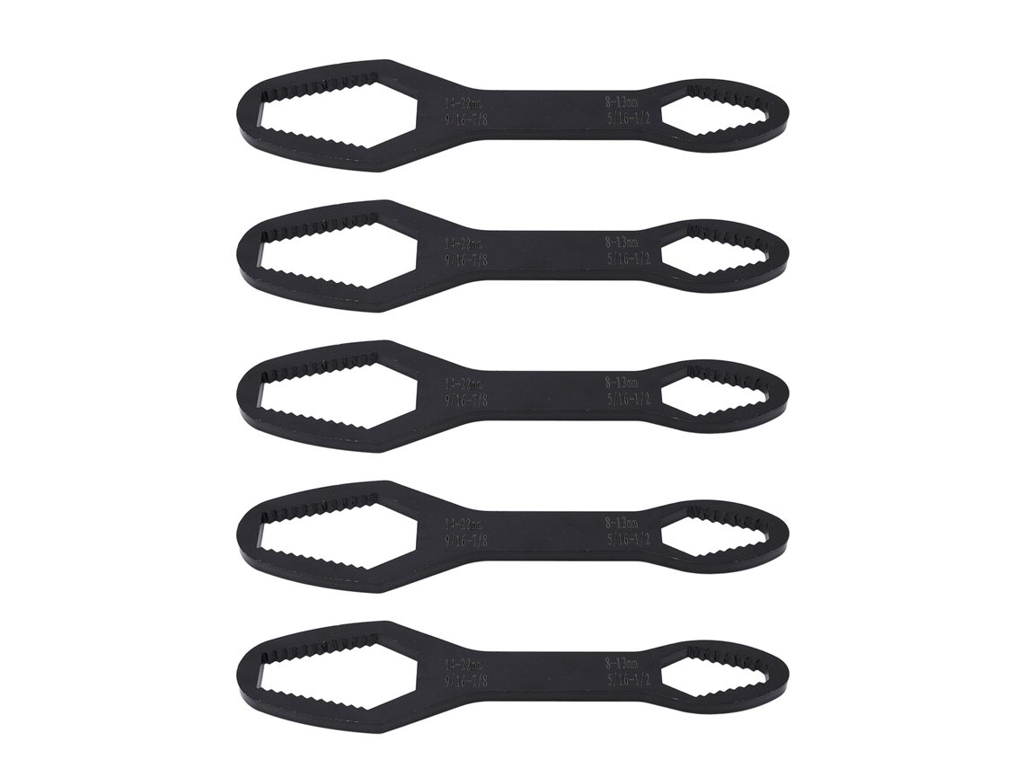Chave De Duas Pontas Auto Aperta 5 Peças 8mm A 22mm Aço Liga 160mm Ferramenta Universal Preta