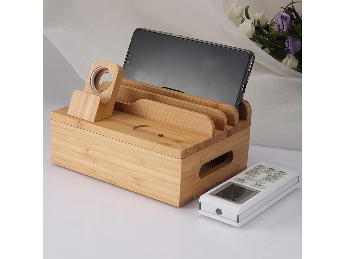 Soporte De Madera Para Cargar Teléfonos/relojes Y Estaciones De Carga Para Tabletas/ordenadores.