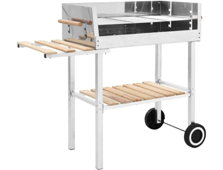 vidaXL Barbacoa de carbón portátil XXL acero inoxidable con 2 estantes