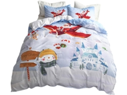Juego De Ropa De Cama Navideño De 3 Piezas, Tamaño Matrimonial 200x230 Cm, Poliéster Grueso, Funda Nórdica Y Fundas De Almohada.