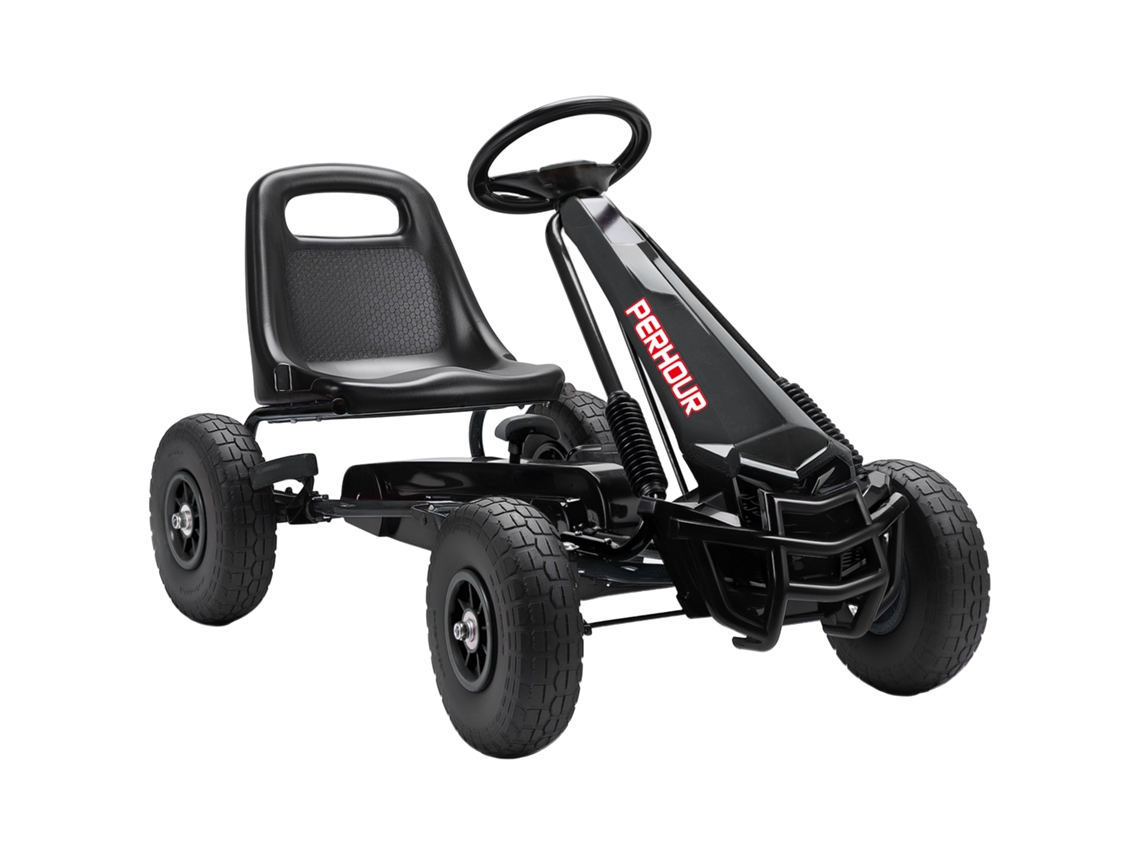 Kart Infantil A Pedales Asiento Ajustable Ruedas Eva Freno Manual Negro