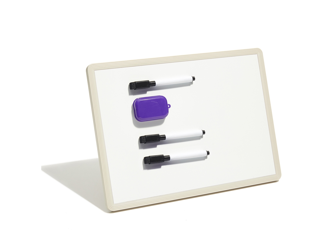 Pizarra magnética blanca de sobremesa con soporte para oficina, escuela y hogar.