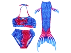 Traje de baño de tres piezas con cola de pez para niña, talla 140
