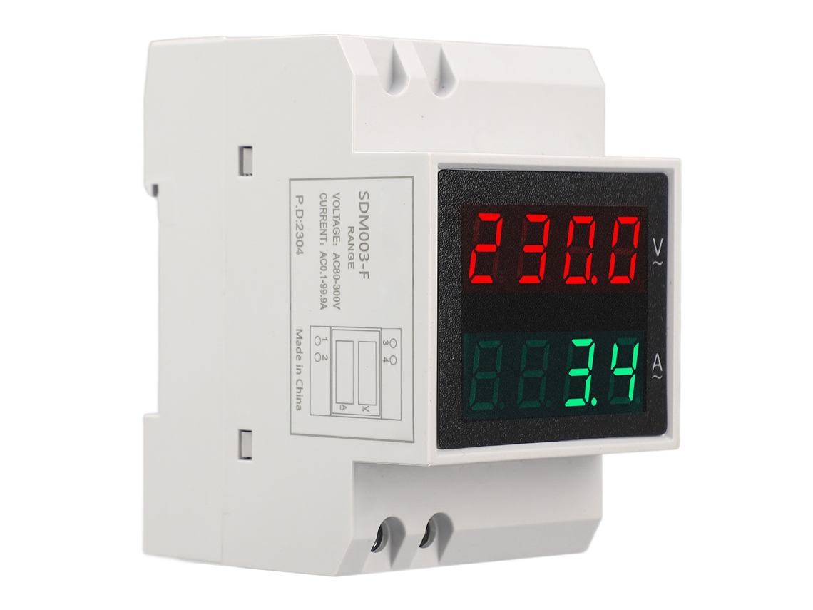 Voltímetro Y Amperímetro Para Riel Din Con Pantalla De 4 Dígitos Para Voltaje Ca De 80-300 V Y Corriente De 0,1-99,9 A