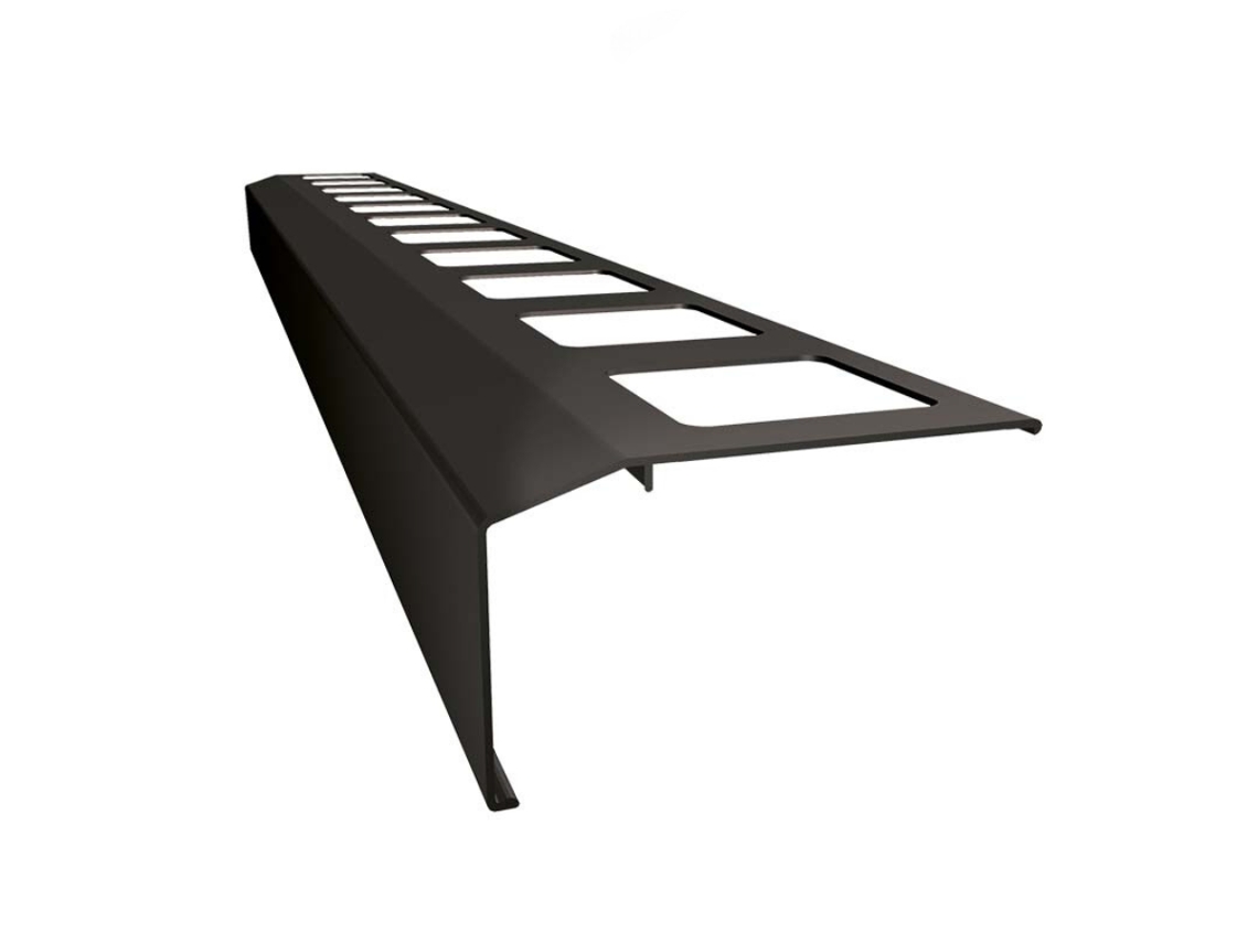 Perfil RENOPLAST de Alero de Aluminio K301 200cm Grafito Acabado de Terrazas Suelos de Baldosas sobre Mortero Adhesivo