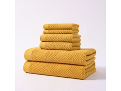 Conjunto De 6 Peças Toalhas De Algodão Puro Para Casa, Macias E Absorventes,amarelo,34x34cm/34x74cm/70x140cm Gertiz