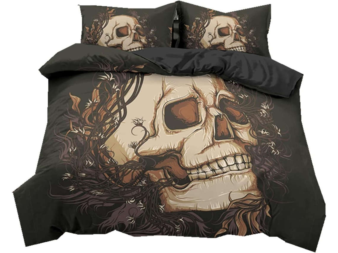 Juego Ropa Cama Microfibra Negra Funda Nórdica Estampado Almohada Juego Cama Color Juego Material 220x240 Cm
