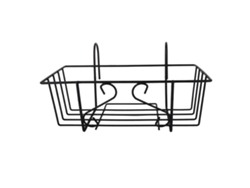 Macetero rectangular para balcón con soporte de hierro en blanco y negro
