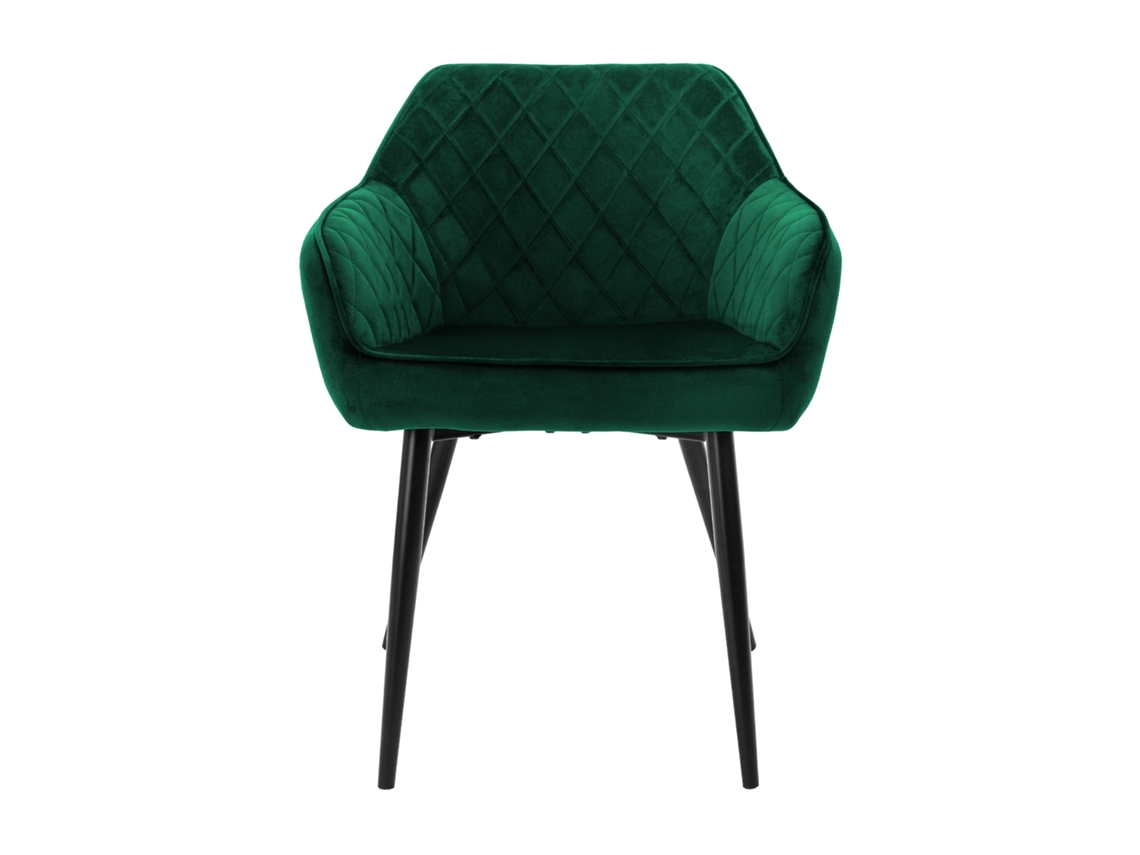 4X Cadeira de Jantar em Veludo Verde Escuro para Sala de Estar/Escritório 80 Cm Ergonómico