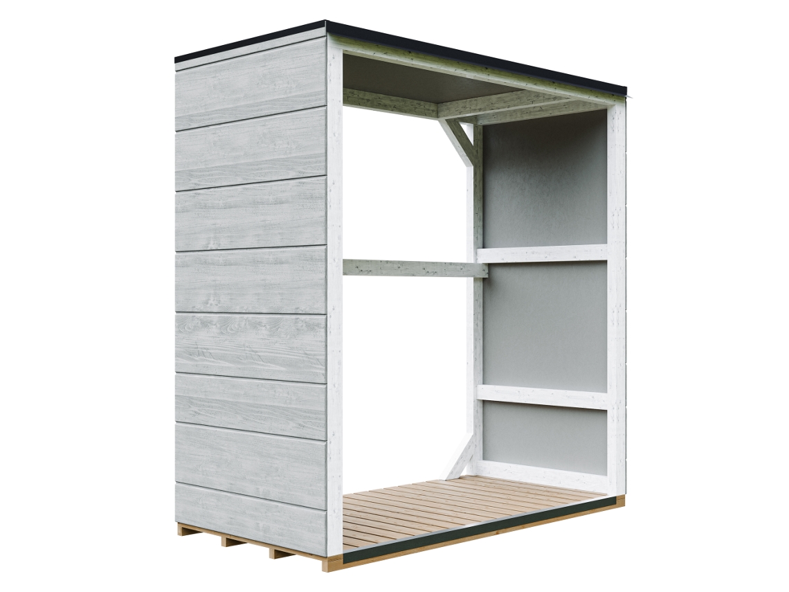 Refugio para leña exterior 1,14 m² 75 x 153 x H159 cm Timbela M980 1 Tundra Grey