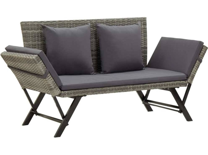 Banco de jardín VIDAXL Gris Poli Ratán (176 cm)
