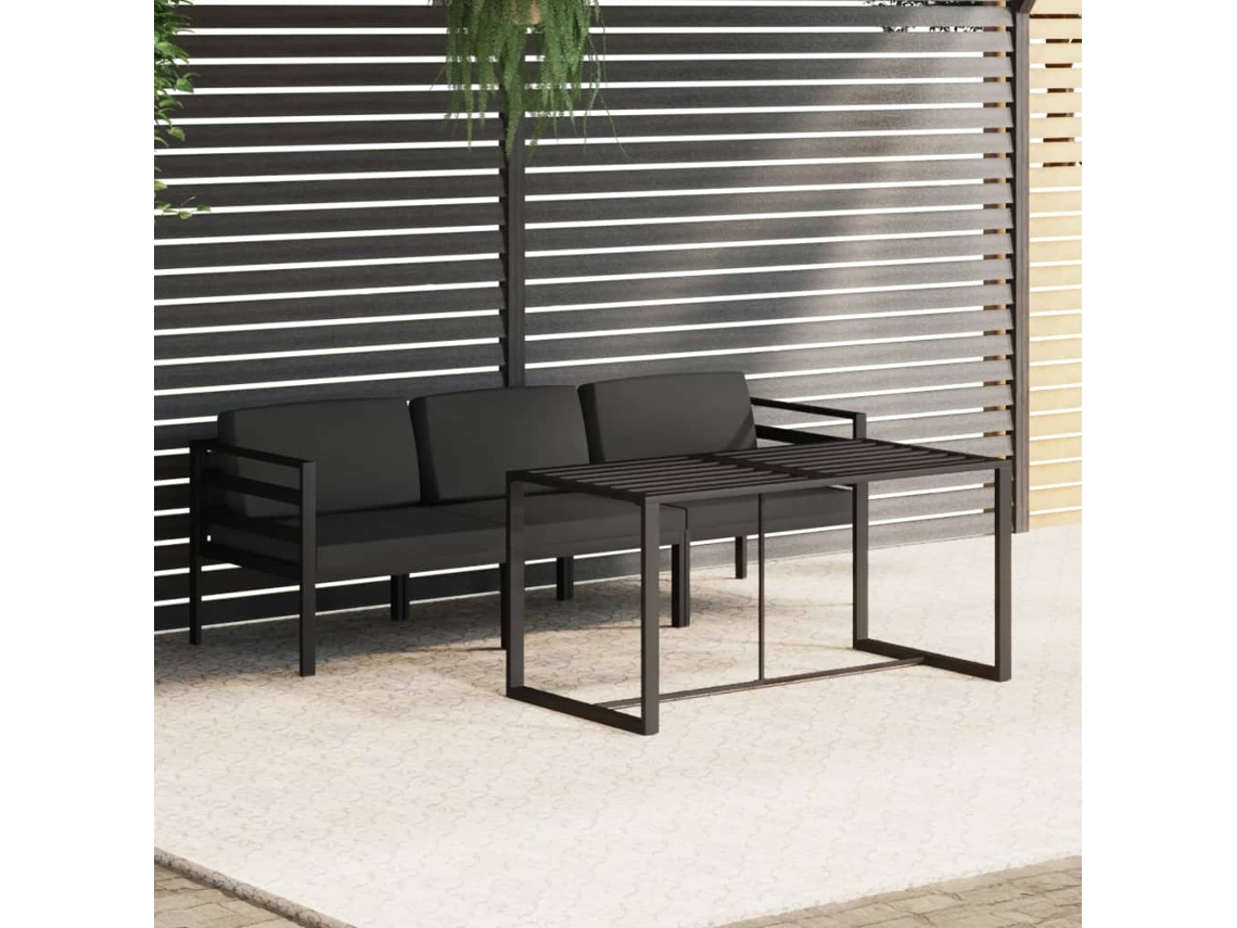 Conjunto de jardín de 4 piezas con cojines de aluminio antracita, Dkd Home Decor
