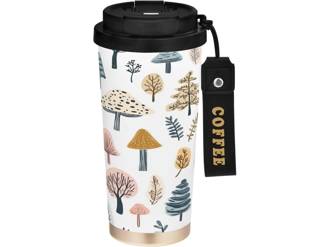 Taza de café con aislamiento al vacío de acero inoxidable con diseño de árbol bohemio (sin marca)
