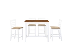 Maison Exclusive - Set Mesa Y Sillas De Bar 5 Piezas Madera Maciza Marrón Y Blanco