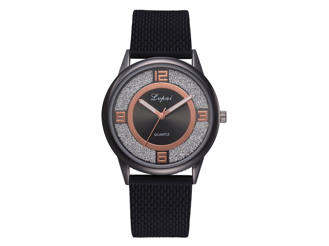Reloj De Pulsera De Cuarzo Para Mujer Con Correa De Silicona Lvpai (negro)