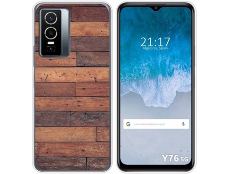Carcasa para Vivo Y76 5G TUMUNDOSMARTPHONE Dibujos Madera 03 Multicolor