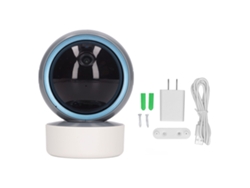 Cámara de seguridad wifi HD 1080p con rotación de 355° y visión nocturna para bebés, mascotas y entornos residenciales interiores.