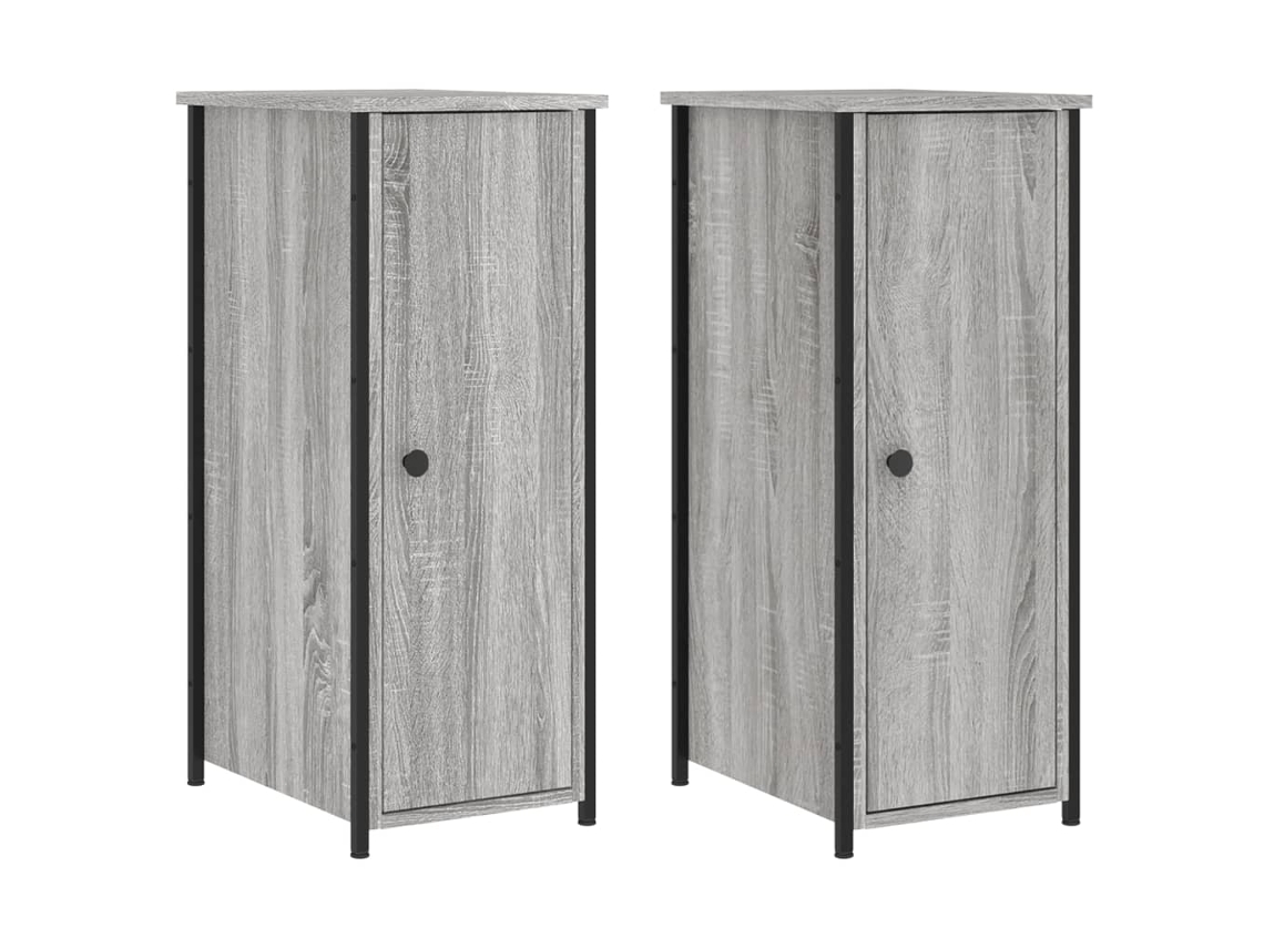 Maison Exclusive - Mesitas Noche 2 Uds Madera Ingeniería Gris Sonoma 32x42x80 Cm