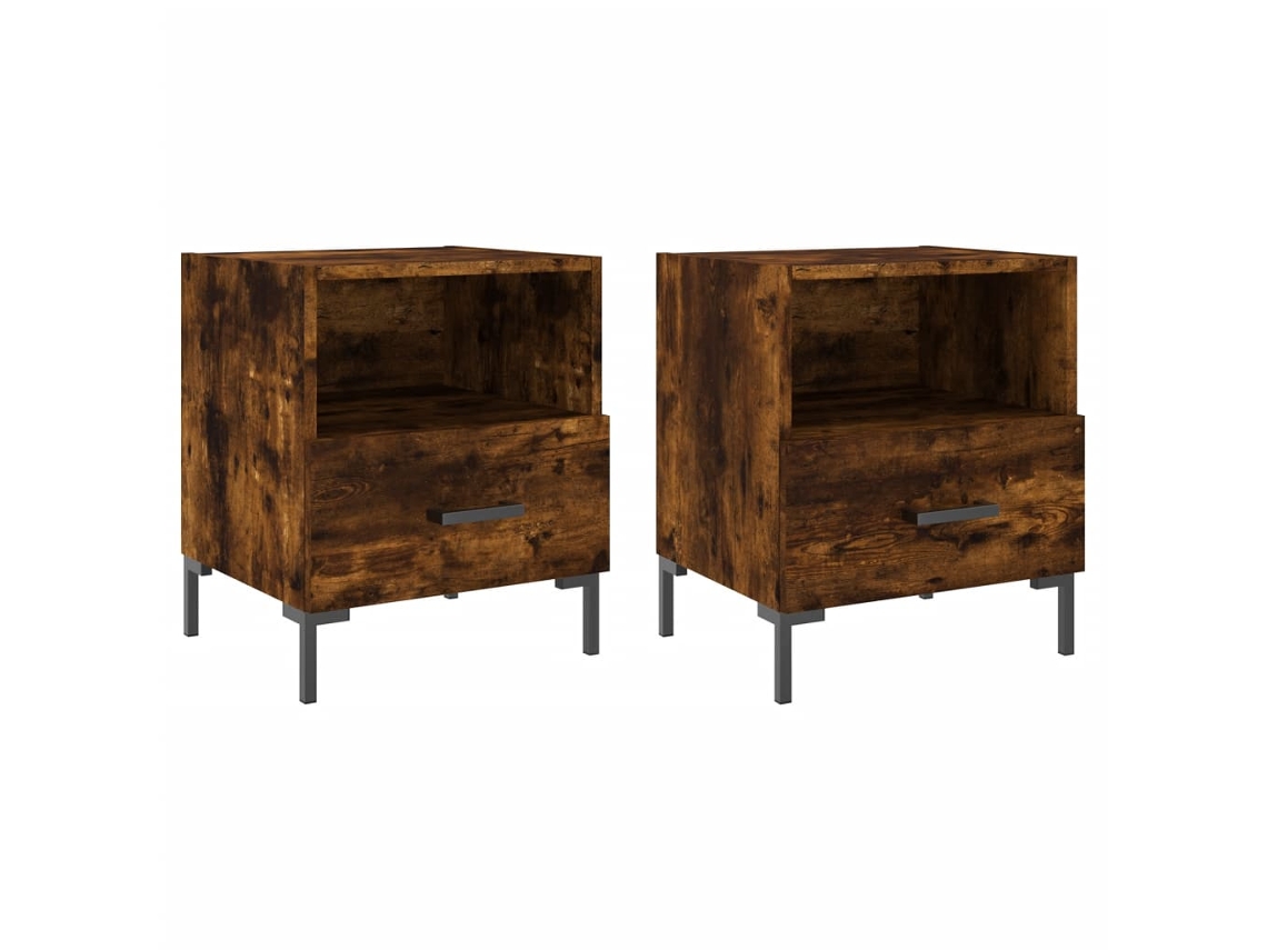 Juego de 2 mesitas de noche de roble ahumado MAISON EXCLUSIVE Derivados de madera 40x35x47,5 cm