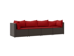 Maison Exclusive - Set Muebles De Jardín 4 Piezas Y Cojines Ratán Sintético Marrón