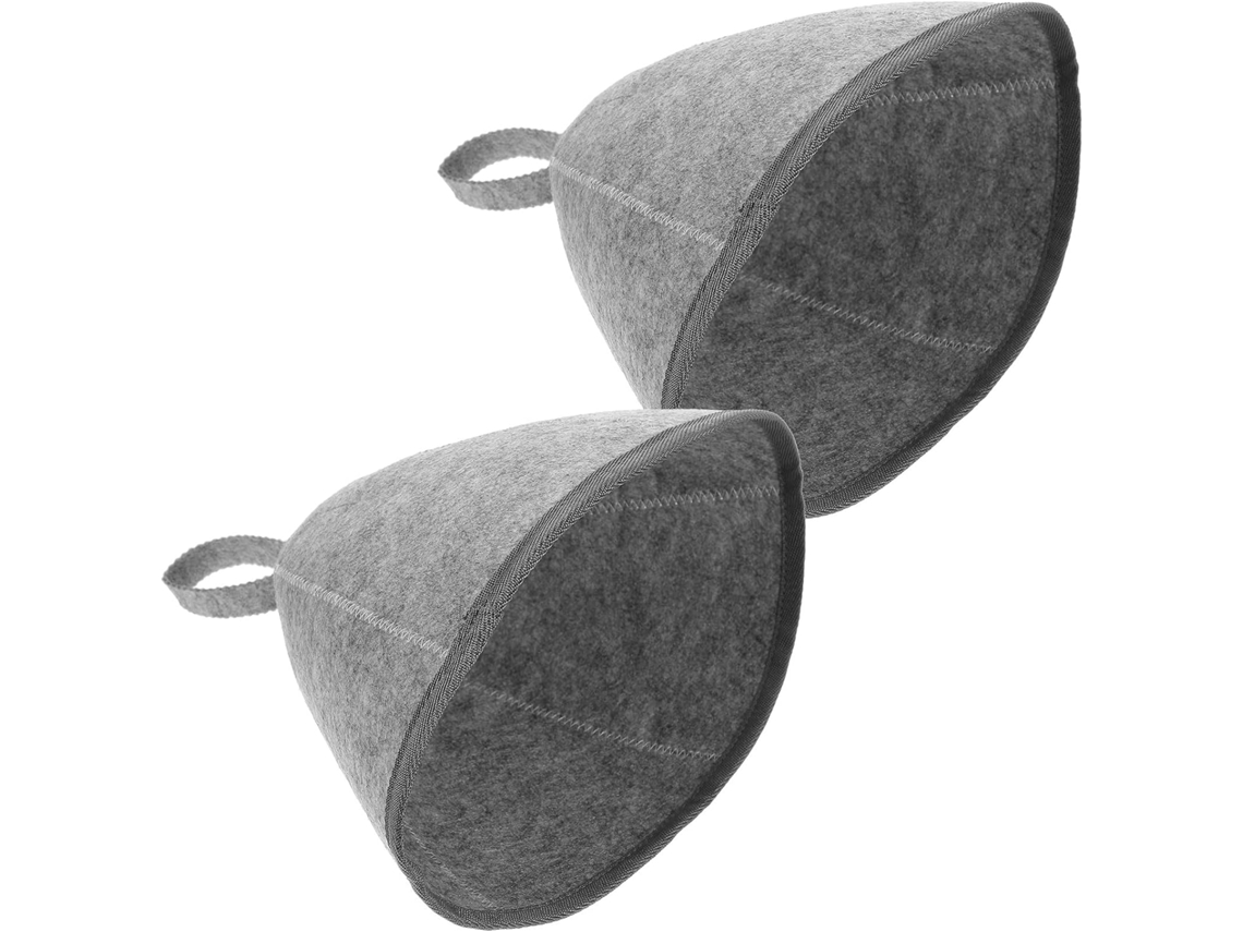 Dos Gorros De Sauna De Fieltro Con Un Diseño Sencillo. Material Grueso Para Proteger Los Ojos. Fáciles De Guardar Para
