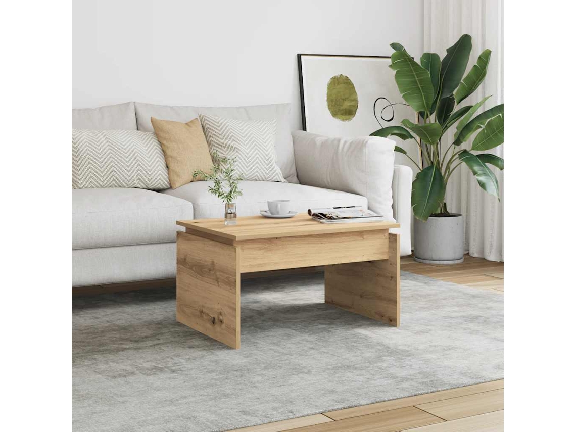 Mesa de centro HARLANV1 con derivados de madera de roble artesanal (68x50x38 cm)