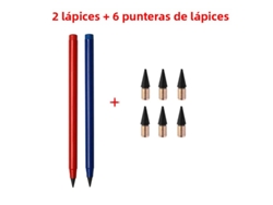 Juego de lápices de escritura infinita, incluye 2 lápices y 6 minas borrables de repuesto. MDUG (modelo E)
