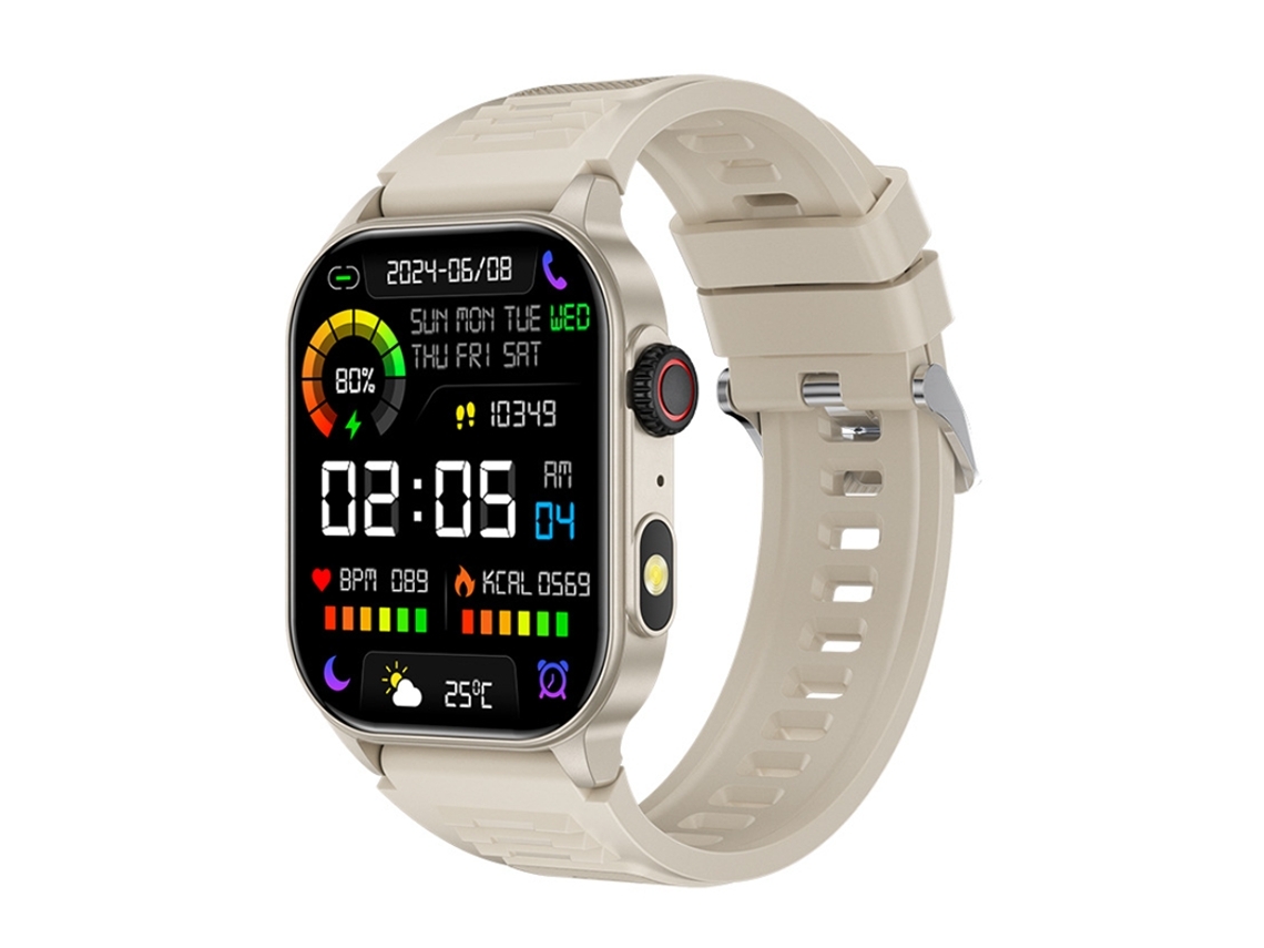 Reloj Inteligente con Llamadas Bluetooth Linterna y Seguimiento de Deportes al Aire Libre Caqui YEMAESRE