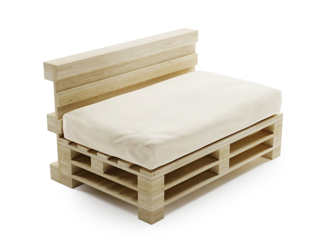 Respaldo Cojín Desenfundable para Palés de Poliéster Bananair 120x80 cm Beige