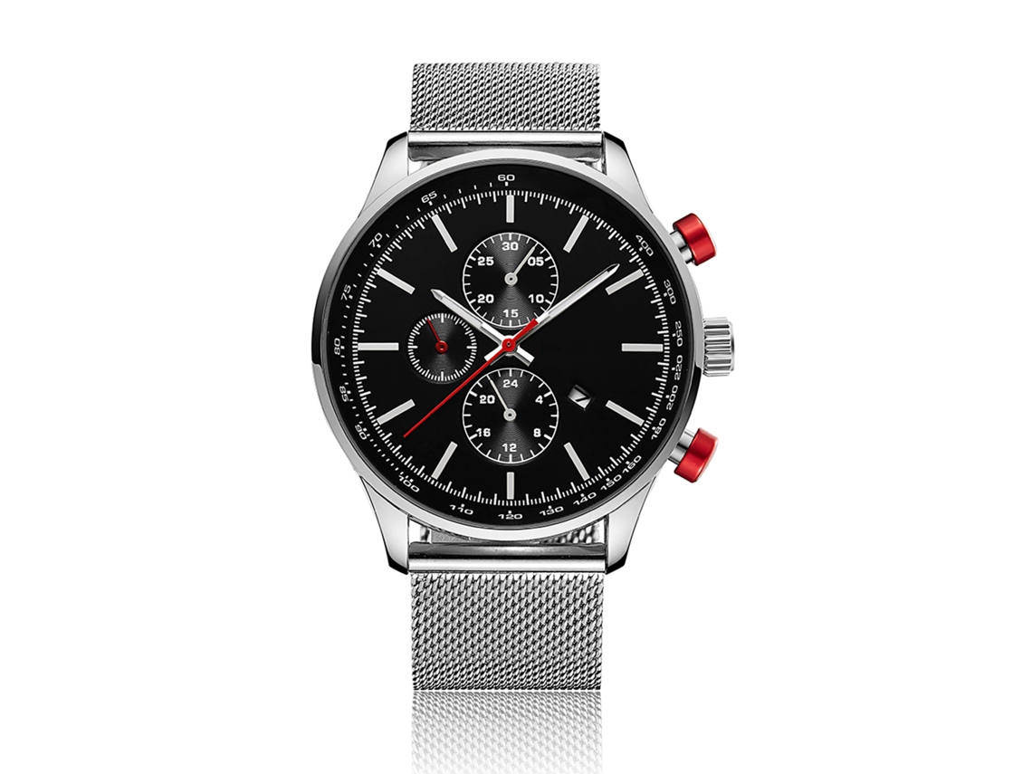 Reloj Analógico De Cuarzo Para Hombre, Brazalete De Acero, Caja De Aleación De Plata, Esfera Negra.
