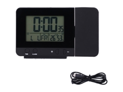 Reloj De Proyección Negro Con Pantalla Lcd Para Temperatura Y Hora, Coche