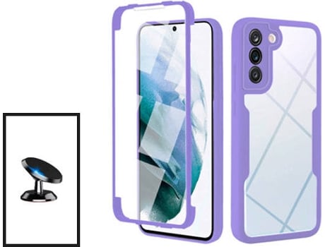 Kit Carcasa 360° Protección Frente y Verso + Soporte Magnético Samsung Galaxy S21 FE 5G GIFT4ME Morado