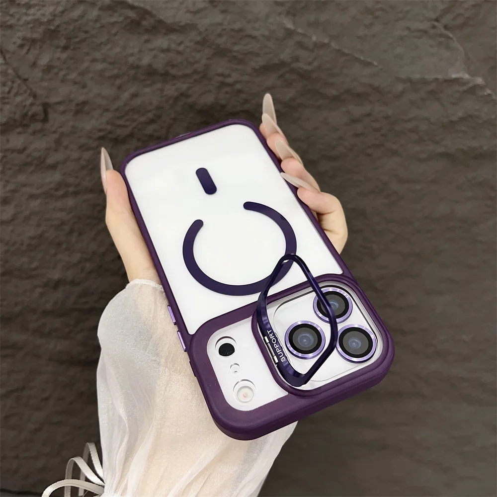 (iphone 13 Pro Max, Morado Oscuro) Funda Con Soporte Magnético Magsafe Para Iphone, Compatible Con Carga Inalámbrica.