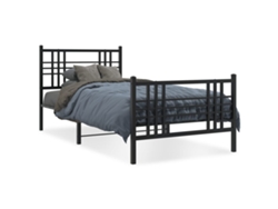 Maison Exclusive - Estructura Cama Sin Colchón Con Estribo Metal Negro 100x200 Cm