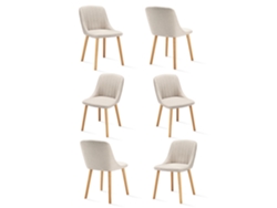 Sillas De Comedor Goeurvant 993(pack De 6, Beige, Tela)