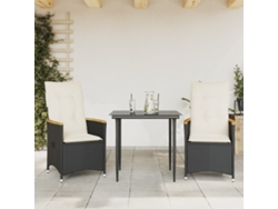 Maison Exclusive - Sillas de jardín reclinables con cojines, 2 piezas, mimbre, negro