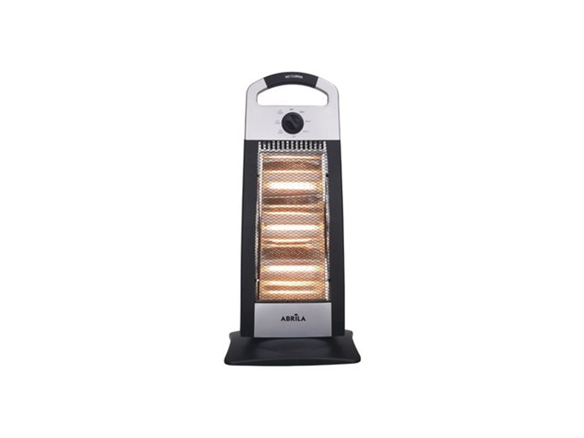 Estufa Eléctrica 1200w Negro Plata 3 Potencias Oscilante 3 Elementos Asa Antivuelco 62x28x24cm Candente