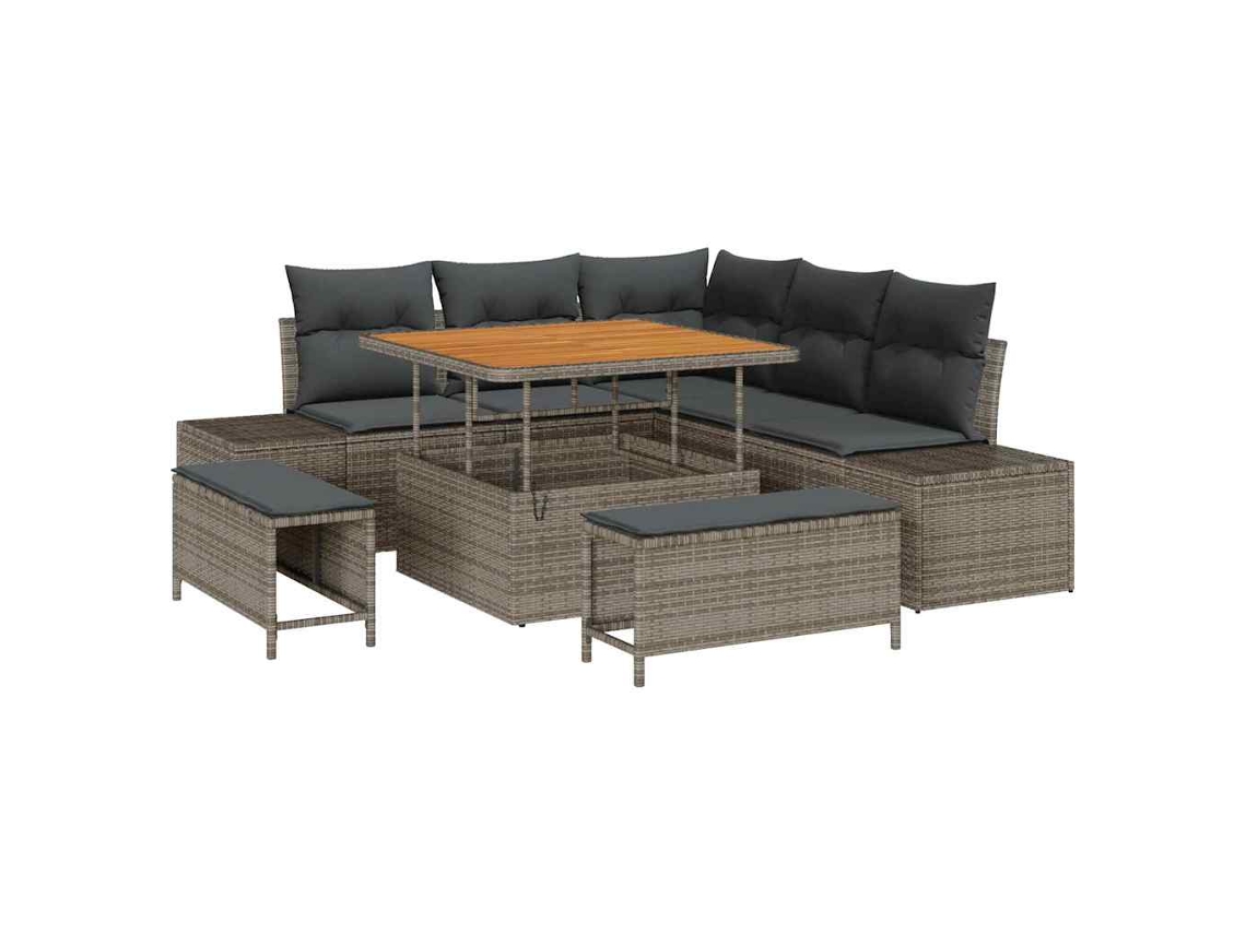 Maison Exclusive - Conjunto De Sofás De Jardín Con Cojín 8 Pcs Gris Poliratán