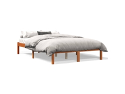 Maison Exclusive - Cama Sin Colchón Madera Maciza De Pino Marrón Cera 140x190 Cm