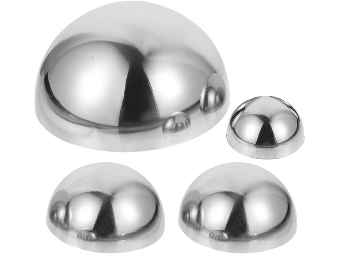 Inoomp 4 Piezas De Bolas De Espejo De Acero Inoxidable De 51 X 150 Mm, Esferas Reflectantes Huecas Para Decoración De
