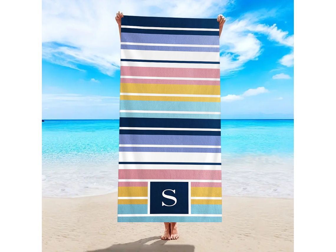 Toalla de playa de microfibra a rayas Yuysan, de alta absorción y secado rápido, 180x90cm, modelo ST114, color azul.