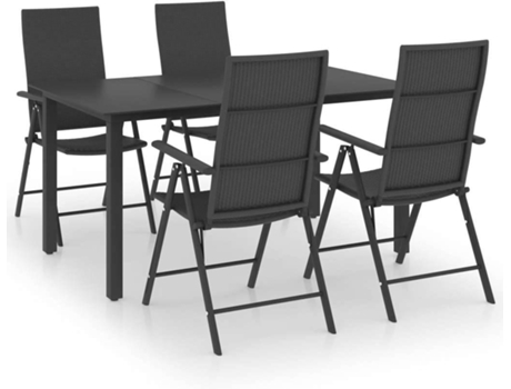 Conjunto 5 de comedor para jardín VIDAXL negro
