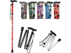 Bastón plegable ajustable de aluminio con estampado floral, ideal para senderismo y acampada. Ayuda de movilidad duradera.