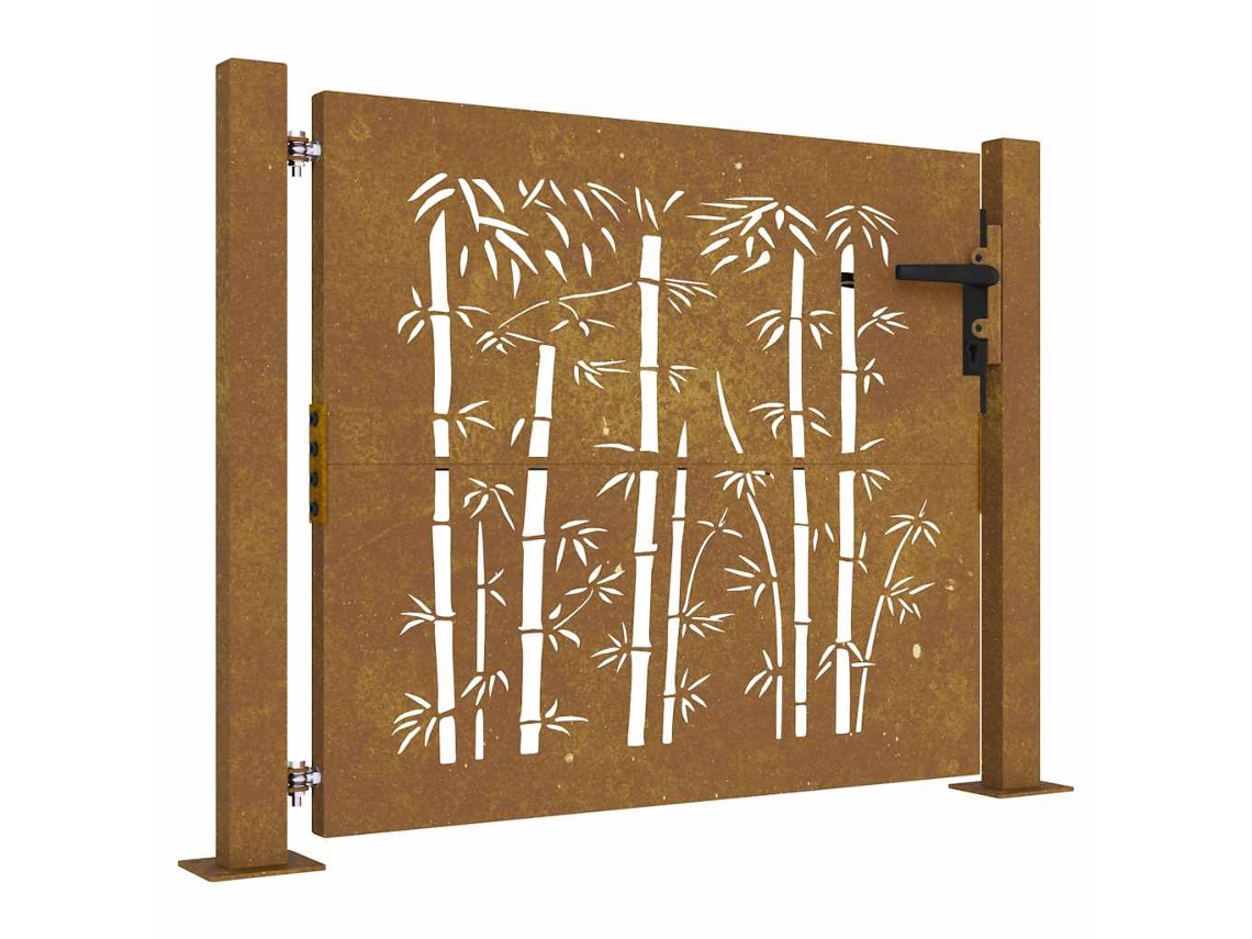 Maison Exclusive - Puerta De Jardín 100x75 Cm De Acero Corten Con Diseño De Bambú